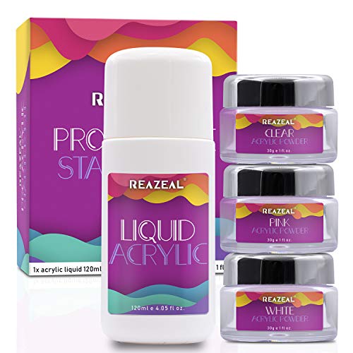 Acrylic Powder and Liquid set, 30g x 3 - Clear & Pink