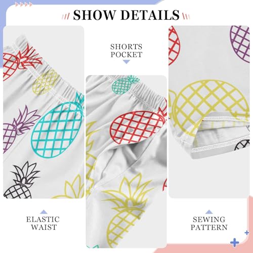 ZZXXB Colorful Pineapple Fruit Boys Long Pants Soft Trousers Elastic Waist Kids Lounge Bottoms with Pockets S-XL4