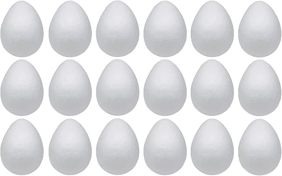 Crafjie Foam Eggs 18pcs 4 Inch 10cm White Craft Polystyrene Eggs Smooth for Spring Easter Halloween Christmas Holiday Crafts Making Handmade DIY Painting School Projects