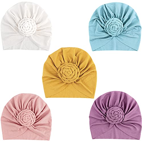 Image of DRESHOW BQUBO Baby Turban Hats Turban Bun Knot Baby Infant Beanie Baby Girl Soft Cute Toddler Cap