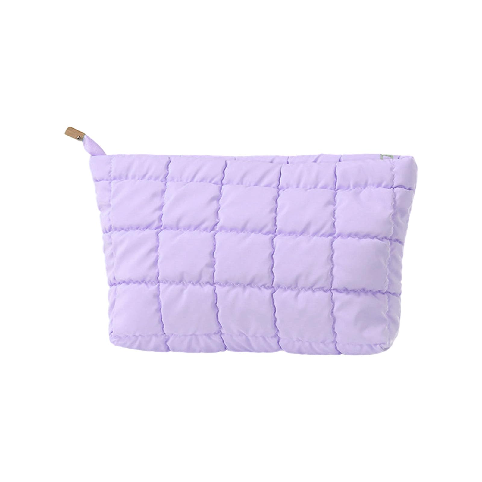 Tsophreniq Diamonds Embossing Makeup Pouches Portable Cosmetic Organizers with Spacious Compartment Unique Accessory Quilted Makeup Bag