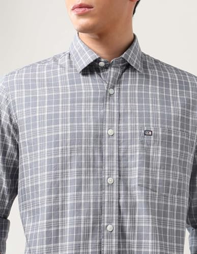 Image of Arrow Sports Men's Slim Fit Grid Tattersall Checked Shirt
