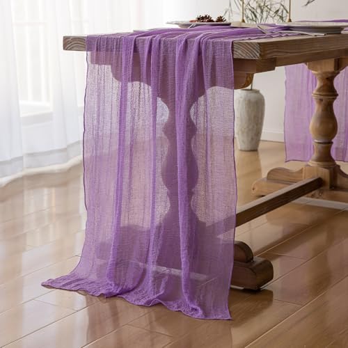 Image of Lilac Cheesecloth Table Runner 120 Inches Fall Party Home Decorations