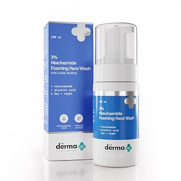 The Derma Co 3% Niacinamide Foaming Face Wash for Acne Marks | Gently Cleanses & Controls Excess Oil | Helps Reduce Scars & Spots | Suits All Skin Types | 3.38 Fl Oz/100ml