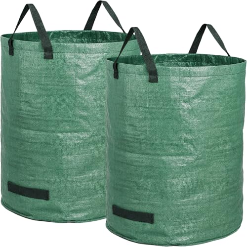 BigDean Gartensack 2X 272l Gartensack Laubsack Gartenabfallsack stabil - Gartensäcke für Gartenabfälle - Laubsäcke Rasenschnitt - Grünschnittsäcke faltbar, groß, robust aus Polypropylen-Gewebe 150GSM