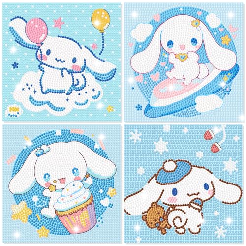 Diamond Art Kits for Kids - 4 Pack Diamond Art Painting Kits - Arts and Crafts for Kids Ages 8-12 - Dimond Art Mosaic - Craft Kits for Girls - GEM Art for Year Old Girl Boys Gifts Adults Art Supplies