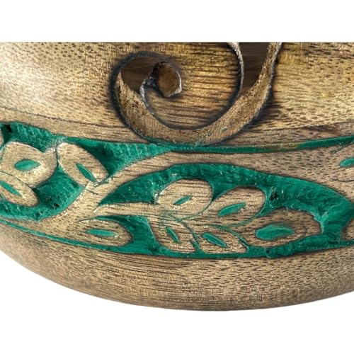 Image of Wooden Yarn Bowl for Crocheting Handmade Wool Storage Yarn Bowl with Holes Knitting Gifts for Women Crochet Accessories (6 x 3 - Brown)