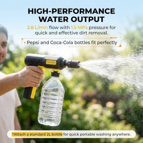 Image of STHIRA Car Washer High Pressure Gun 2600mAh 5in1 Washing Spray Foam Cannon | Foldable Cordless Rechargeable 2 Gear Pressure Washer for Car, Bike Washing, Patios and Garden
