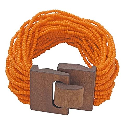 Coiris Multi Layers Seed Beads Wide Bangle Strand Bracelet for Women（BR1167-Orange） Cover