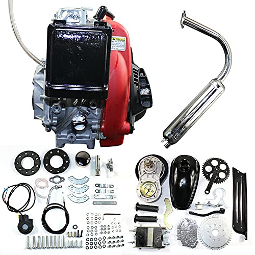 Motorized Bicycle Kit 49CC 4-Stroke Gas Petrol Bike Engine Air-Cooled System Single Cylinder Belt Drive Scooter Engine Conversion Kit for Normal 28â€ V Frame Bike and 26â€ ATV Bike (Belt Type)