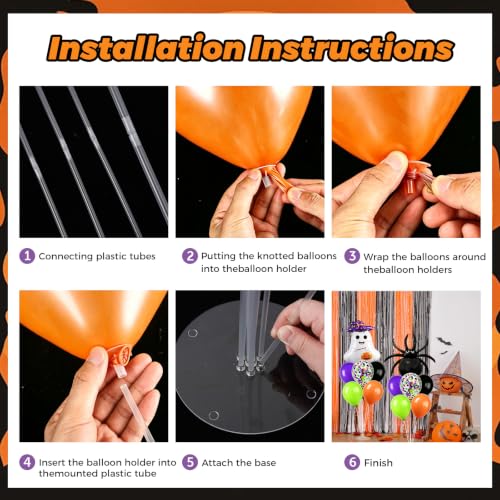 Image of 6 Sets Halloween Ghost Spider Bat Foil Balloon Stand Kits for Table Decor | Halloween Orange Black Green Purple Confetti Balloon for Haunted House Spooky Trick or Treat Party Table Centerpiece Supplies