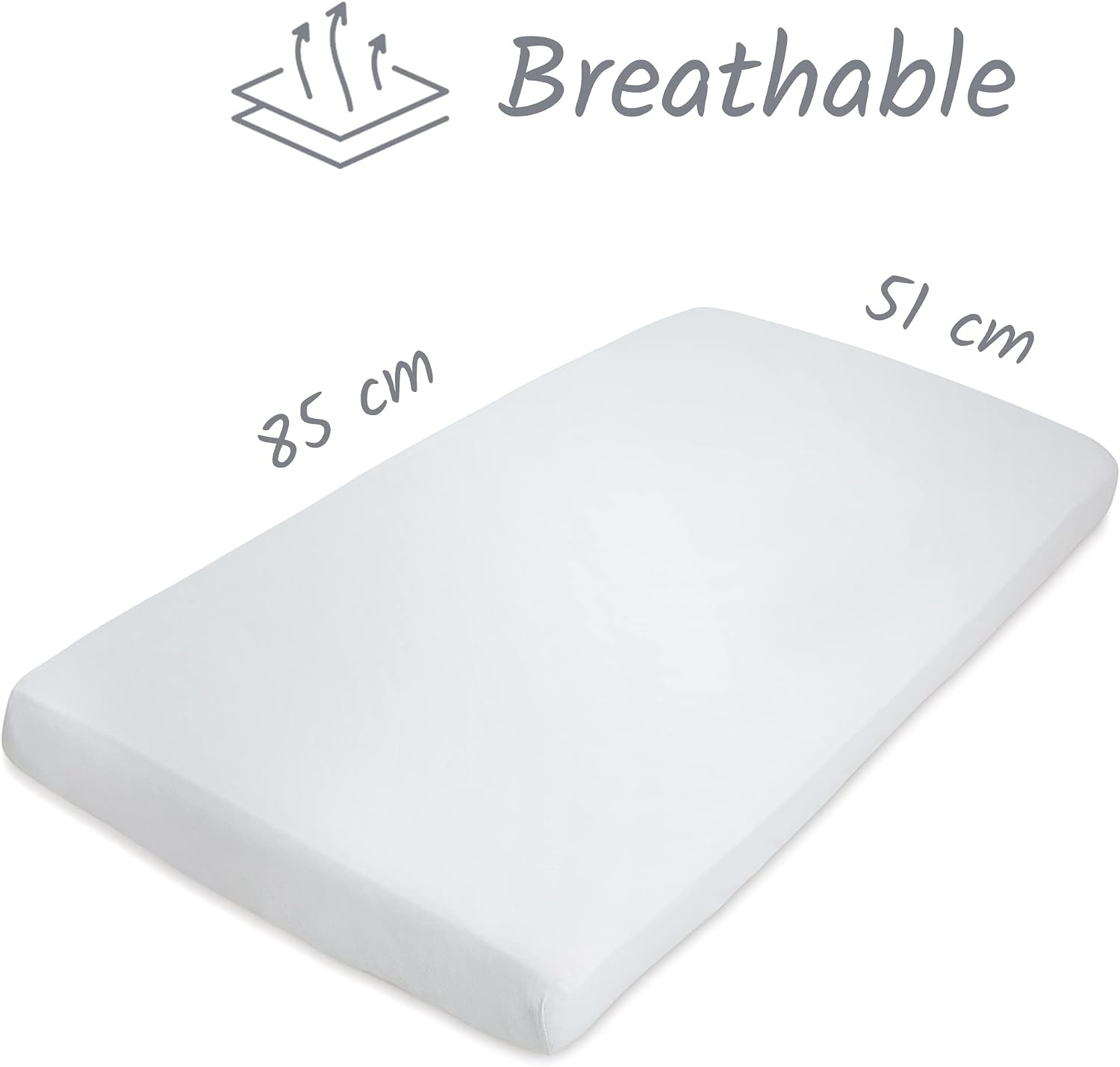 Next To Me Crib Sheets 51x85cm, Award-Winning 2 Pack 100% Organic Cotton Grey Bedside Crib Fitted Sheets - Image 4