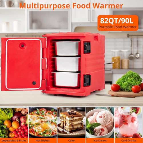 Calentador de alimentos para catering con asas laterales elásticas y hebillas, fácil transporte para reuniones familiares, cantinas, restaurantes