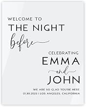 Andaz Press Personalized White Acrylic Wedding Rehearsal Dinner Welcome Sign, 16"x20" Custom The Night Before Welcome Sign for Easel Stand, Modern Rehearsal Dinner Decorations