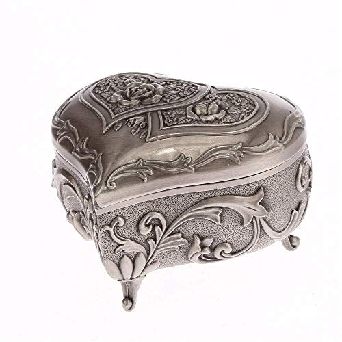 ??????-???? Women's Jewelry Box Jewelry Organizer Boxes Jewelry Boxes Metal Antique Ring Necklace Jewelry Organiser Display Storage Case Heart-Shaped Box Gift for Girls 1107