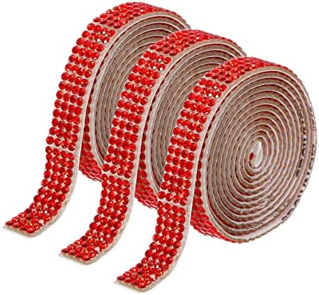 MECCANIXITY Crystal Rhinestone Ribbon - 3 Roll Self Adhesive Diamond Tape For Crafts