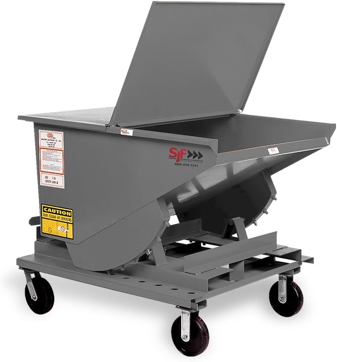 Meco All-Welded Self-Dumping Steel Hoppers - Light-Duty - 12-Gauge Steel - 53"Lx29"Wx30-1/2"H - Gray - Gray