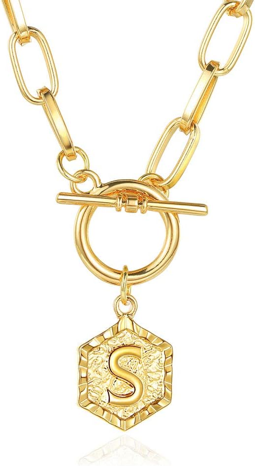 JA.S.JR 18K Gold Plated Initial Necklace Gold Necklaces for Women Letter Necklace