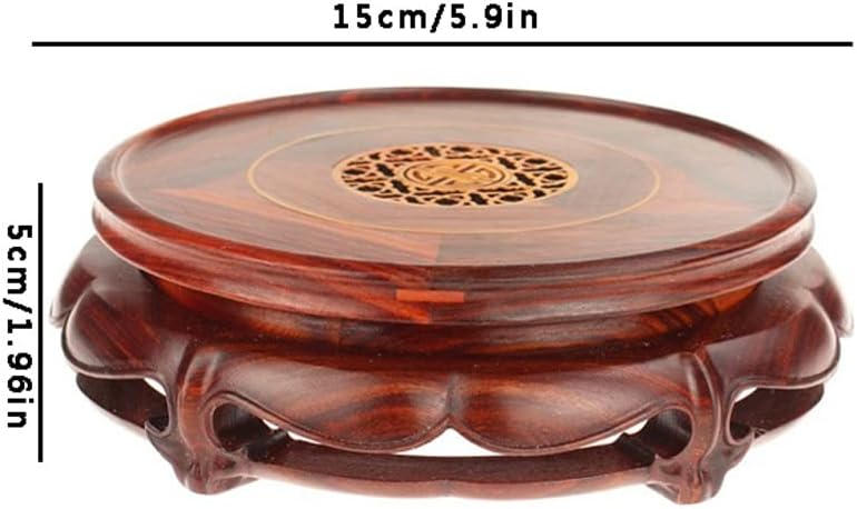 Bonsai Pedestal Vase Pedestal Stands Bonsai Display Stand Round Top Rotatable Teapot Base Crafts Jade Vase Bonsai Buddha Statue Guanyin Ornament Lotus Wood Bracket Planter Stand Plant Holder(Medium)