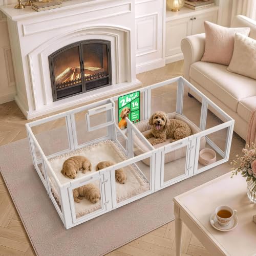 Image of FXW AuraSpace Acrylic Dog Playpen with Whelping Door, 24 inch H