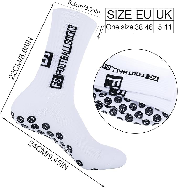 Image of Anti-Slip Sports Socks with Rubber Grip - High-Tech Breathable Cricket, Football, Yoga Socks for Men & Women | Athletic Socks for Gym, Running