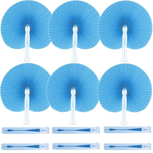 Icelus 20 Pai pai blancos de plástico y papel. Abanicos pai pai plegables- Detalles de bodas y ceremonias, regalos para fiestas de verano, cumpleaños, despedidas
