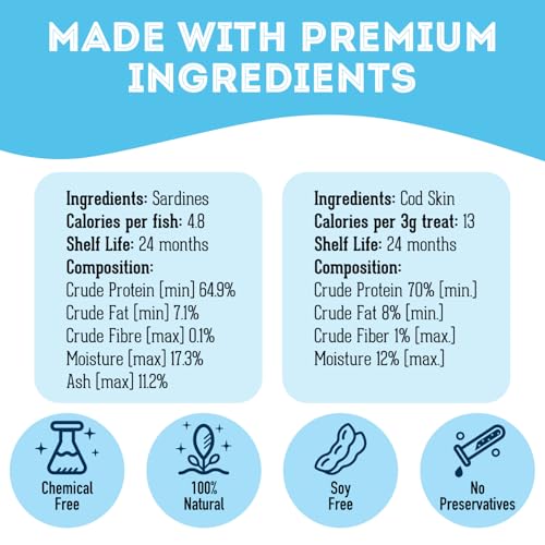 Image of The Granville Island Pet Treatery Cod Skin & Sardines for Dogs & Sardines for Cats (4.59 oz, Pack of 2) - Single Ingredient Dog Treats - Natural Dog Treats, Grain Free