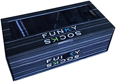 Funky Socks Five Pair Men's Boxed Novelty Crew Socks Size 6-12
