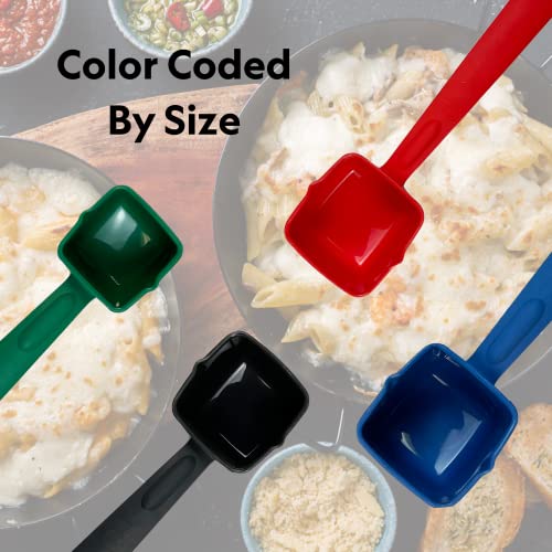 Image of Rite-Size 8 oz. Solid Square Server Portion Utensil, Copolymer Plastic Heat Resistant Professional Cooking Tool, Blue