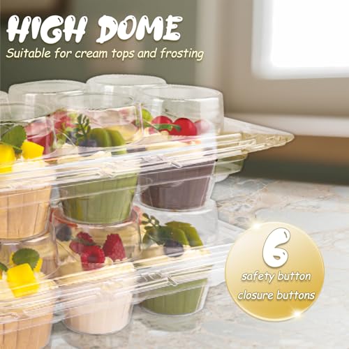 Flagsky (6 Count x 20 Sets Stackable Cupcake Containers with Lids,portable Cupcake Carrier Holders,Reusable Plastic Cupcake Boxes - Thumbnail 4
