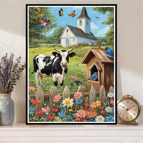 Broderie Diamant Ferme Vache 35x45cm Kit Complet 5D Plein Foret Z#-1287