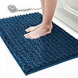 badteppich blau 60 x 100 Extra weich und super saugfähig: Die weiche, zottelige Chenille-Mikrofaserkonstruktion bietet Ihnen zusätzlichen Komfort. Es hilft, Wasser von Ihren Füßen schnell aufzunehmen und Wasser in Teppichen zu sperren, und schützt Ihre Böden vor tropfendem Wasser, während Sie aus der Dusche treten.