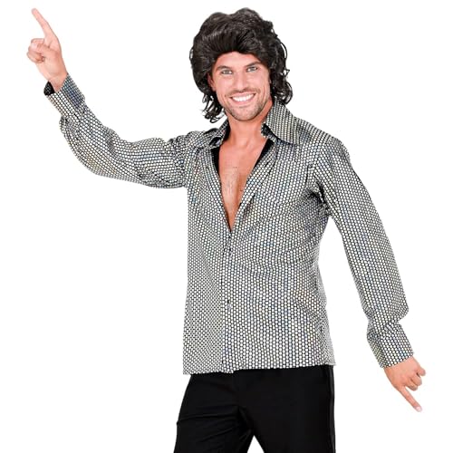 W WIDMANN MILANO Party Fashion - Camisa disco de los años 70 para hombre, camisa de disfraz retro para carnaval, fiestas temáticas