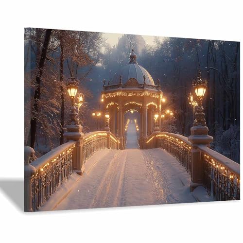 YITOEO(イトエオ) 冬の雪の風景 アートパネル ポスター 絵画 キャンバス ヴィンテージの雪 アートボード 玄関 壁掛 ソファの背景画 インテリア 現代 モダン 部屋飾り(Dorado 15)-30x45cm 額入り