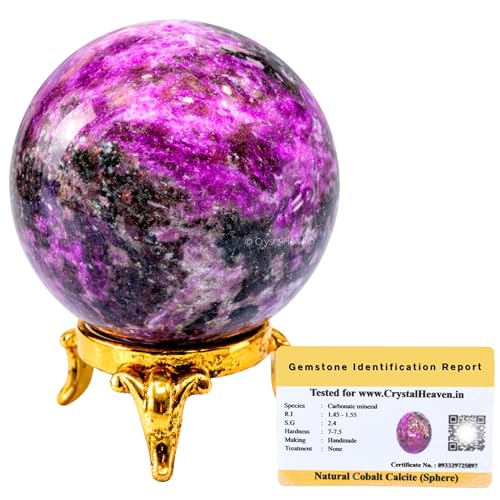 Image of Certified Crystal Cobalt Calcite Ball for Meditation - Premium Crystal Vastu Items for Home and Feng Shui Items for Good Luck - Ideal for Pooja Supplies and Spiritual Practices (2 Inch)