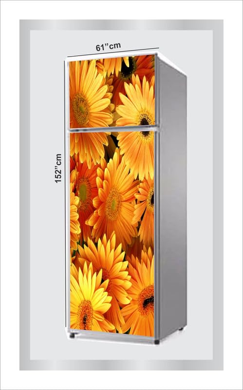 RubyDecor Vinyl Fridge Sticker | Fridge Door Stickers | Double Door Fridge Stickers | Refrigerators Sticker | Fridge Wrap | Fridge Wallpaper Double Door Waterproof 161x52 cm PVC Vinyl Kitchen Decor 1