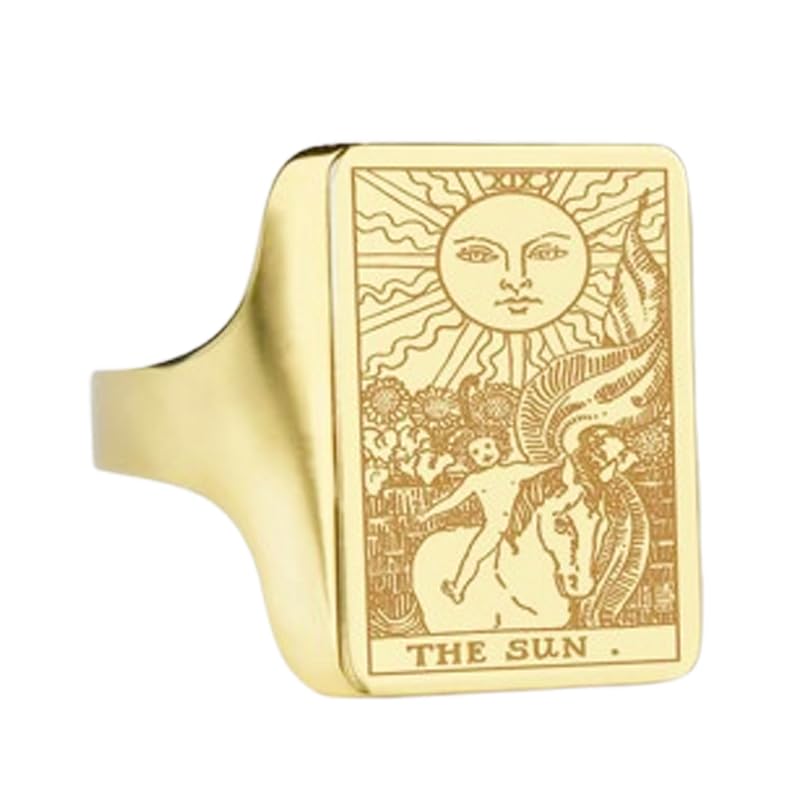 Chevalière Tarot Le Soleil pour illuminer votre style ésotérique quotidien