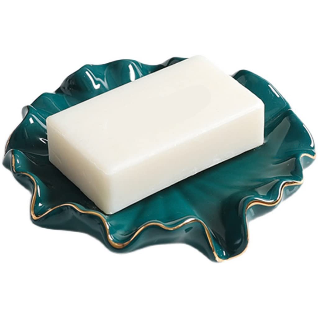 Jabonera Autodrenante Lotus hoja forma de drenaje jabonera de drenaje de jabón simple plato de jabón interior baño cocina cerámica loto hoja jabón plato plato sostenedor Jabonera Jabonera Guardar