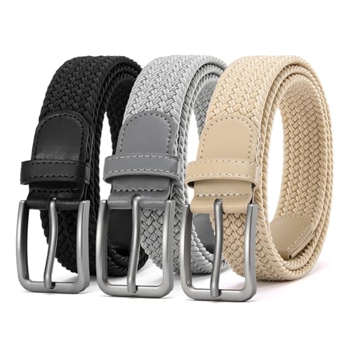 Image of DOOPAI Braided Stretch Belt for Men, Elastic Woven Belt, casual Fabric Golf Belt, 1 3 /8 inch for golf pants jeans, Gift Box