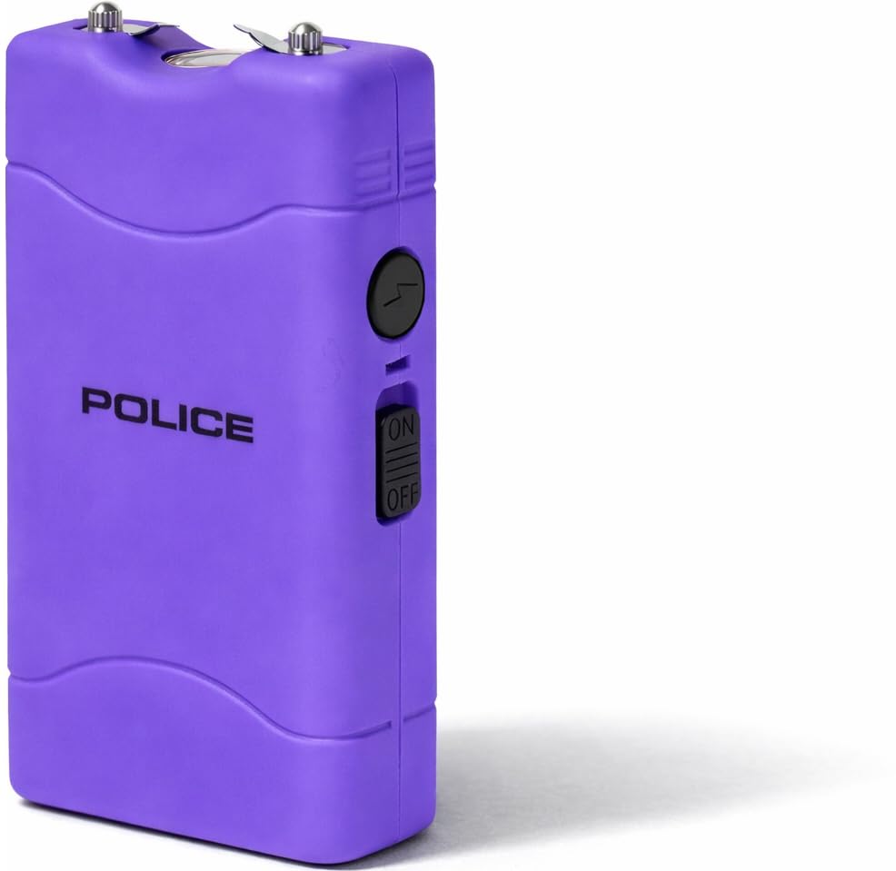 Police Stun Gun for Self Defense 800 - High Voltage Mini Rechargeable with LED Flashlight, Compact & Heavy Duty – Personal Security for Women & Men – Purple