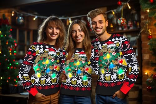 Goodstoworld Light Up Ugly Christmas Sweater for Men Women Funny LED Knitted Sweaters3