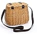 Peohud Wicker Picnic Basket, Empty Gift Basket with Linen, Willow Picnic Hamper with Lid and Shoulder Strap for Camping, Gardening, Foraging, Easter Egg Gathering