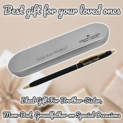 Image of Savri Personalized Metal Blue Pen with Name & metal Case with Message engraved - Best Corporate Gift - Customized Pen for Graduation, Retirement, New Year, Farewell, Christmas, Birthday, & Anniversary
