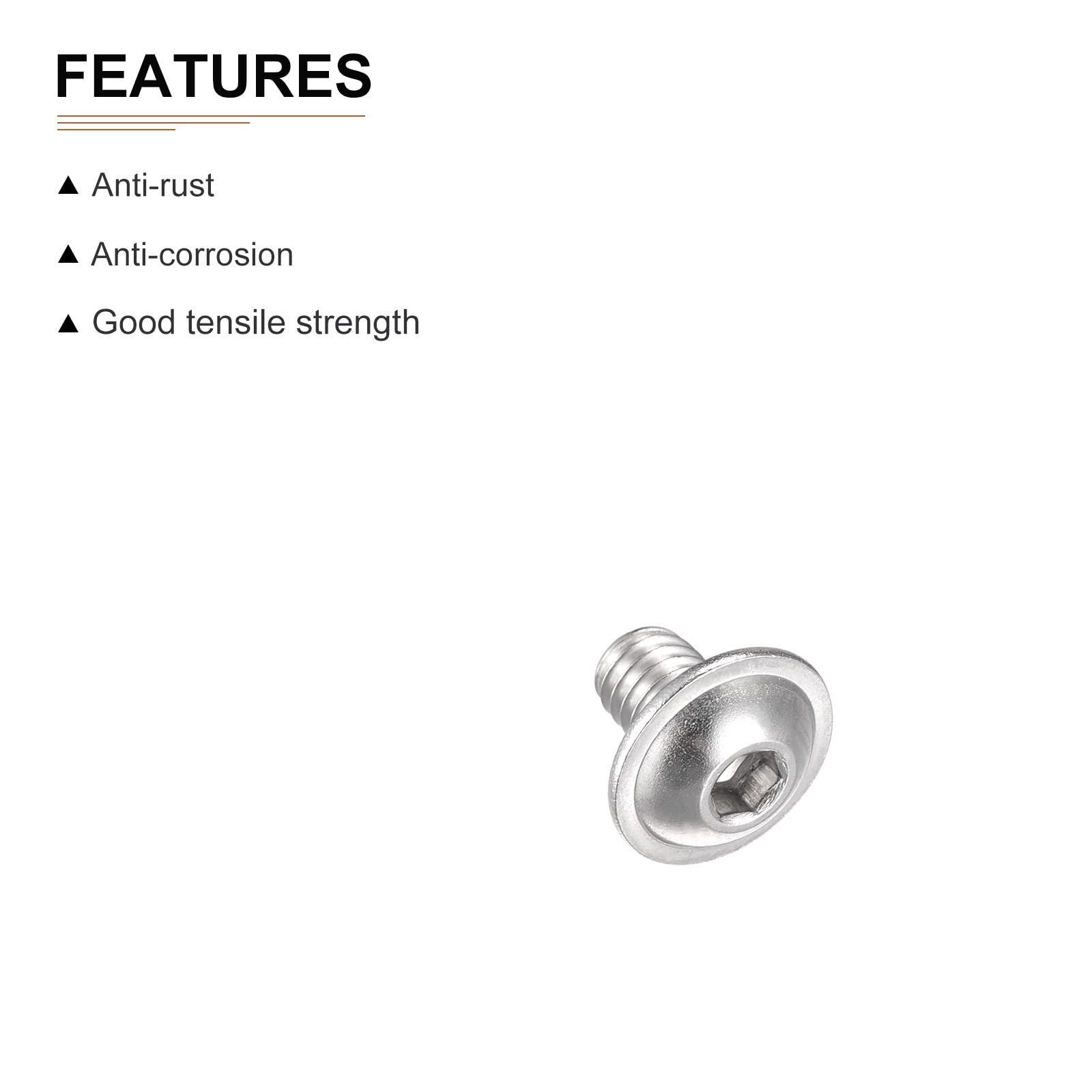 DTGN M4x6mm(DxH) Flanged Button Head Socket Cap Screws, 50Pack, Good for Equipment Furniture - Image 3