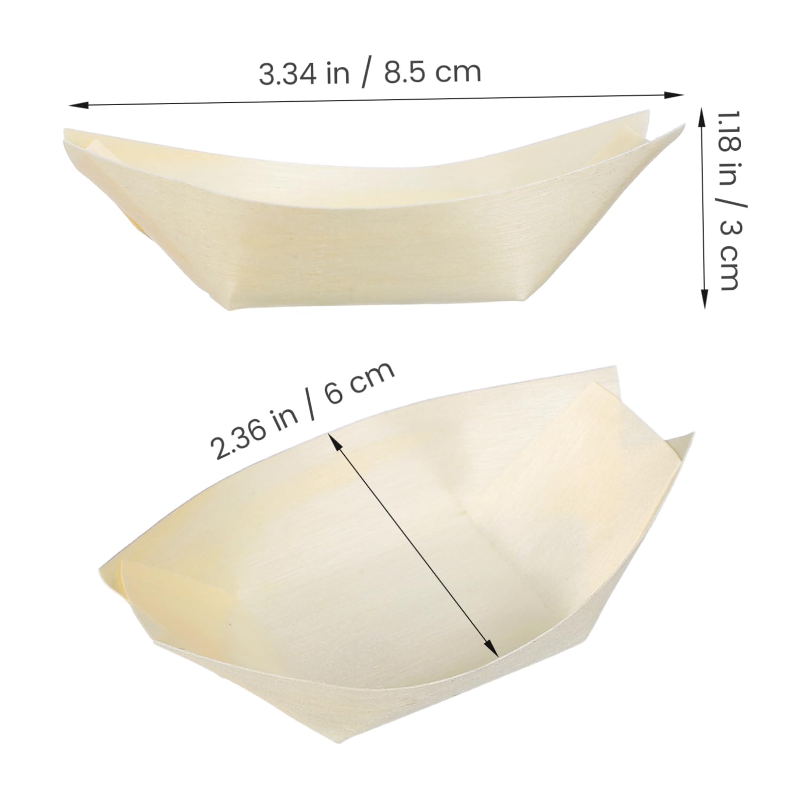 Garneck 100pcs Mini Boat Sushi Kit Natural Wood Snack Bowl Catering Serving Tray