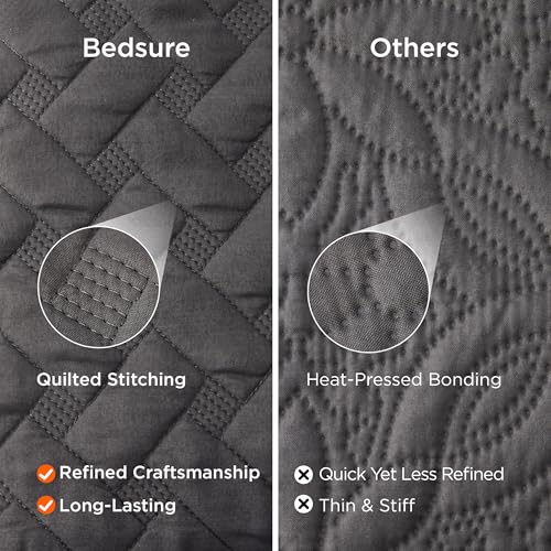 Image of Bedsure Quilt Full Size - Lightweight Bedspread Full Size with Basket Weave Pattern, Soft Quilt Bedding Set, Grey Comforter Set Coverlet for All Seasons with 2 Pillow Shams (84 inch x 90 inch)