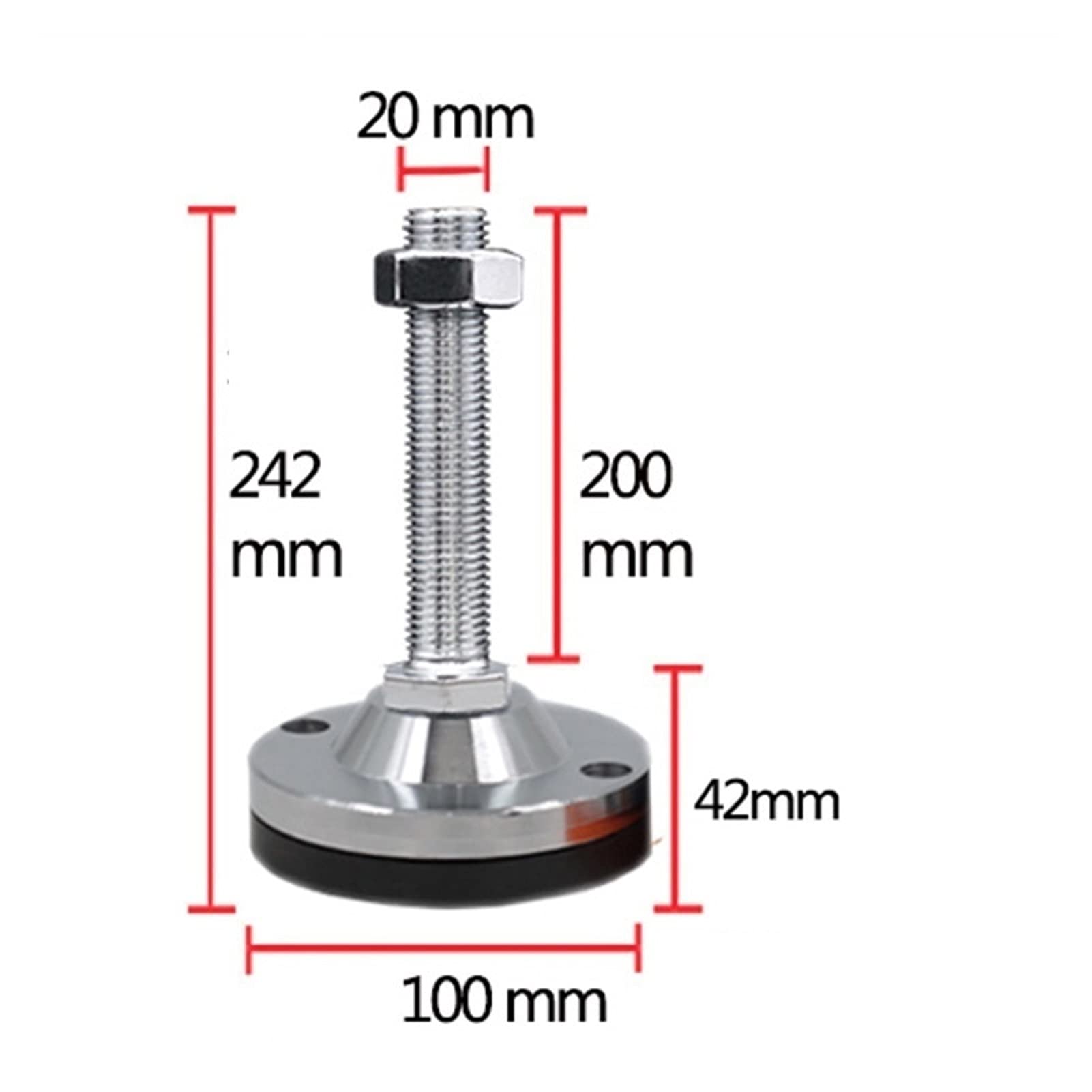 Piedini di livellamento, Morsetti for gambe for mobili livellanti regolabili for impieghi gravosi da 4 pezzi, diametro base 100 mm, 125 mm adatti for mobili, tavoli, armadi, banchi da lavoro, scaffali