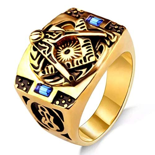 Yellow Chimes Rings for Men Antique AG Masonic Logo Religious Freemason Symbol with Blue Stone Stainless Steel Ring for Men & Boys (B07XZBX1KB) Amazon Price History, Amazon Price Tracker