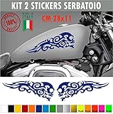 Set mit 2 Aufklebern für Motorrad-Tank, Totenkopf, Flamme, Chopper, Harley-Vintage, Artikelnummer 1663 (049 Blau Royal, glänzend (glossy_polier_))