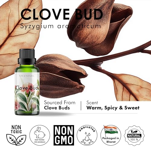Image of Esslux Clove Essential Oil for Oral Care | 100% Natural Clove Oil for Teeth & Gums | Ideal for Hair, Skin, and Soap Making | Warm, Spicy Scent for DIY Projects, 90 ML